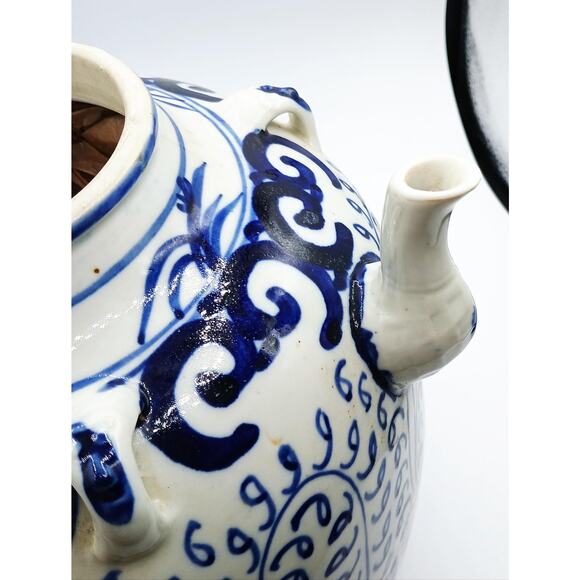 Vintage Blue & White Chinoiserie Water Jug with Spout - Picture 3 of 5